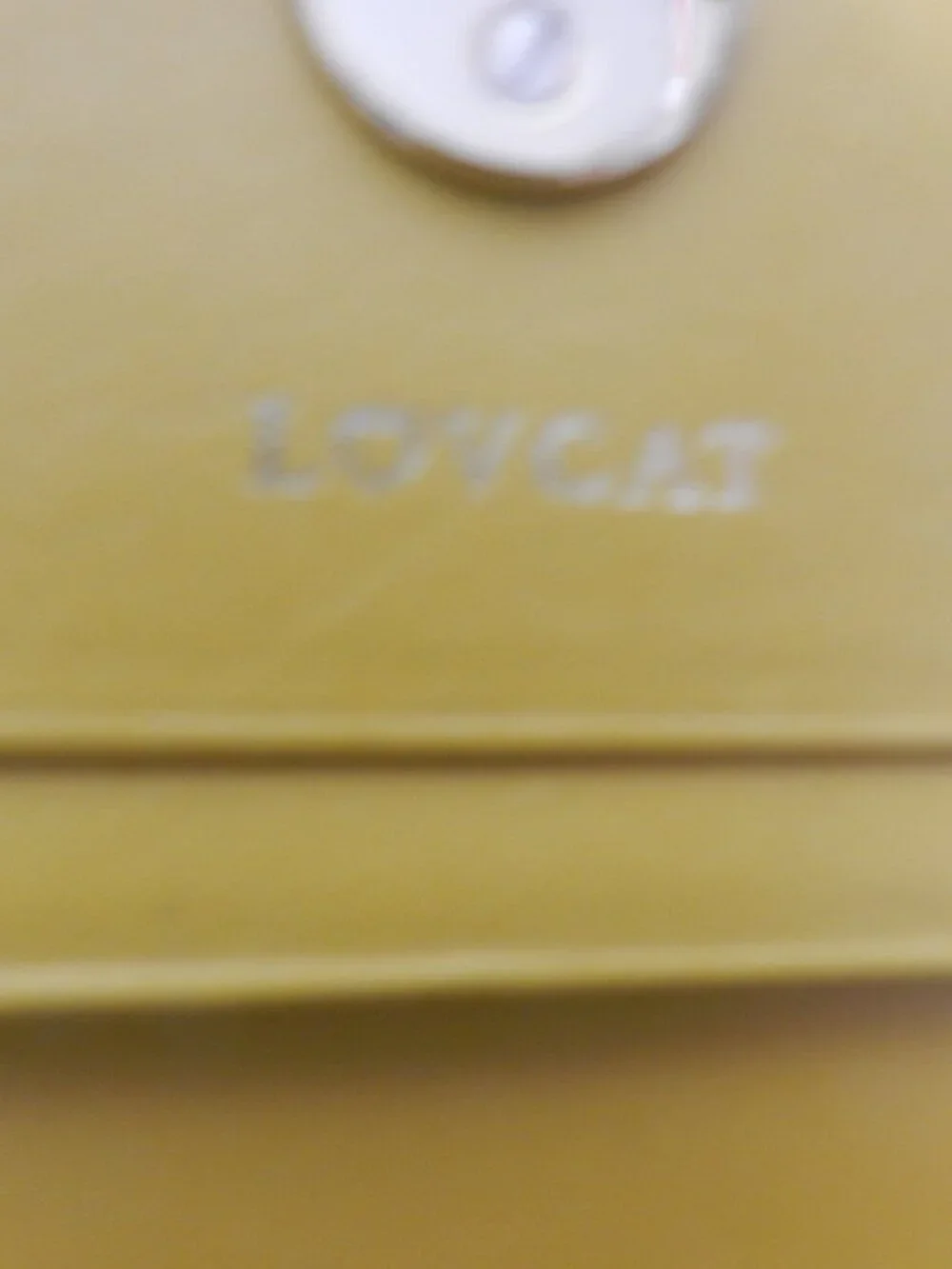 LovCat Heart embossed patent Genuine Leather yellow small tri-fold wallet